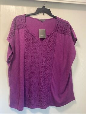 89th & Madison Purple Lace Blouse NWT